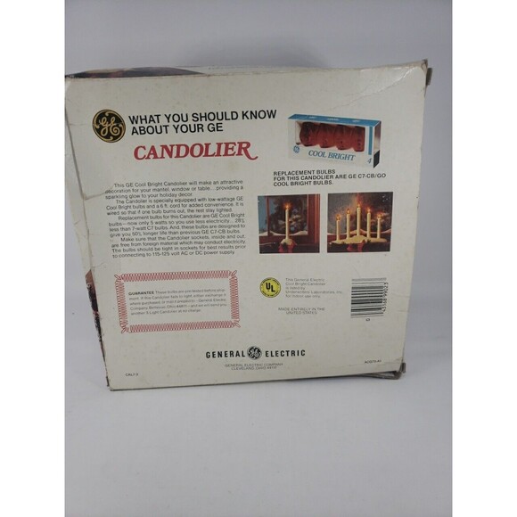 VTG GE Candolier Christmas Candle Sticks General Electric 3 Light Cool Bright - Picture 14 of 16
